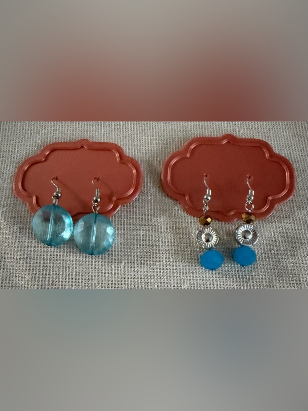 Two pair Blue Glass Drop Earrings - Women's Fashion Jewelry